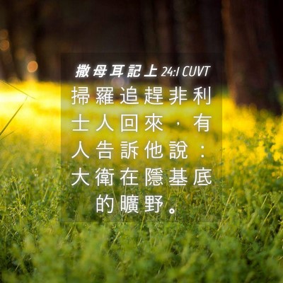 Picture 04 - 撒 母 耳 記 上 24:1 CUVT - 掃 羅 追 趕 非 利 士 人 回 來 ， 有 - Bible Verse Picture