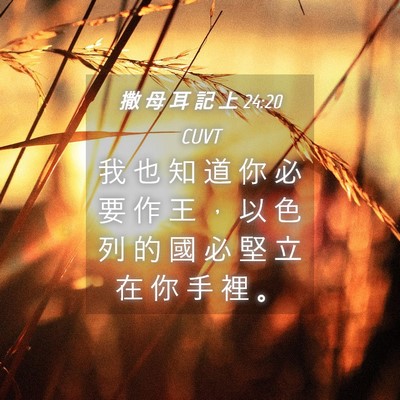 Picture 04 - 撒 母 耳 記 上 24:20 CUVT - 我 也 知 道 你 必 要 作 王 ， 以 色 - Bible Verse Picture