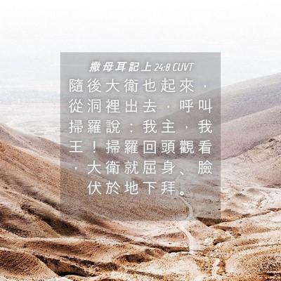 Picture 04 - 撒 母 耳 記 上 24:8 CUVT - 隨 後 大 衛 也 起 來 ， 從 洞 裡 出 - Bible Verse Picture