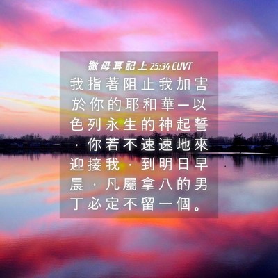 Picture 04 - 撒 母 耳 記 上 25:34 CUVT - 我 指 著 阻 止 我 加 害 於 你 的 耶 - Bible Verse Picture