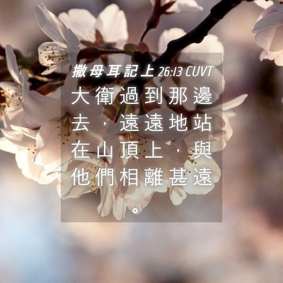 Picture 04 - 撒 母 耳 記 上 26:13 CUVT - 大 衛 過 到 那 邊 去 ， 遠 遠 地 站 - Bible Verse Picture