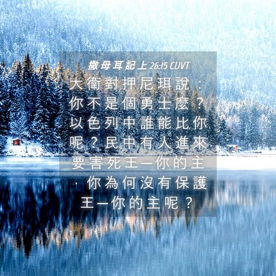 Picture 04 - 撒 母 耳 記 上 26:15 CUVT - 大 衛 對 押 尼 珥 說 ： 你 不 是 個 - Bible Verse Picture