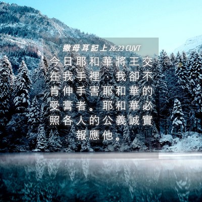 Picture 04 - 撒 母 耳 記 上 26:23 CUVT - 今 日 耶 和 華 將 王 交 在 我 手 裡 - Bible Verse Picture