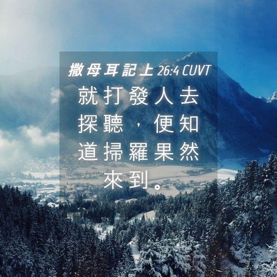 Picture 04 - 撒 母 耳 記 上 26:4 CUVT - 就 打 發 人 去 探 聽 ， 便 知 道 掃 - Bible Verse Picture