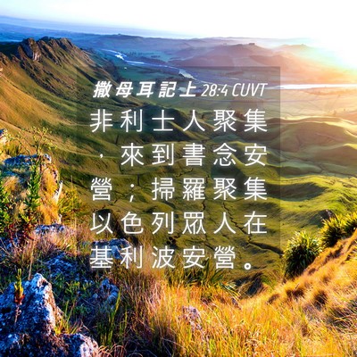 Picture 04 - 撒 母 耳 記 上 28:4 CUVT - 非 利 士 人 聚 集 ， 來 到 書 念 安 - Bible Verse Picture