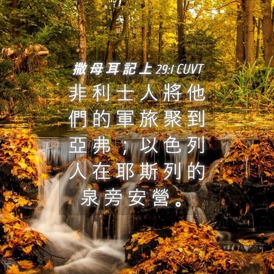 Picture 04 - 撒 母 耳 記 上 29:1 CUVT - 非 利 士 人 將 他 們 的 軍 旅 聚 到 - Bible Verse Picture