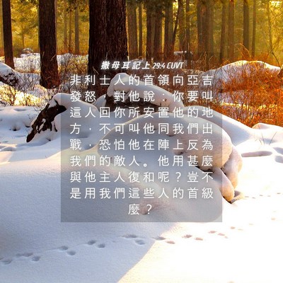 Picture 04 - 撒 母 耳 記 上 29:4 CUVT - 非 利 士 人 的 首 領 向 亞 吉 發 怒 - Bible Verse Picture