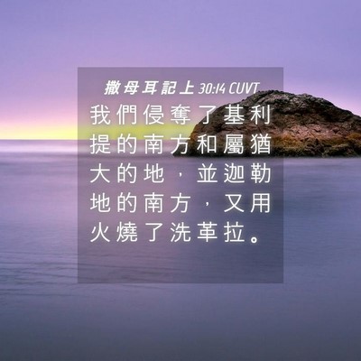 Picture 04 - 撒 母 耳 記 上 30:14 CUVT - 我 們 侵 奪 了 基 利 提 的 南 方 和 - Bible Verse Picture