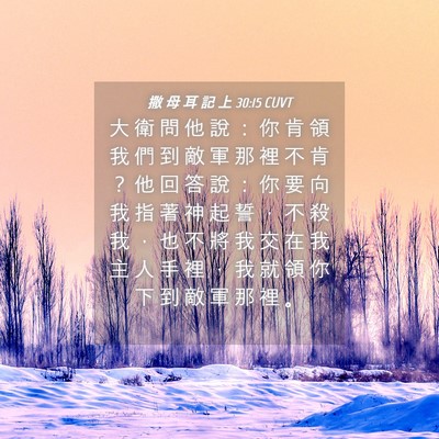 Picture 04 - 撒 母 耳 記 上 30:15 CUVT - 大 衛 問 他 說 ： 你 肯 領 我 們 到 - Bible Verse Picture