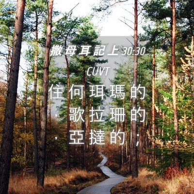 Picture 04 - 撒 母 耳 記 上 30:30 CUVT - 住 何 珥 瑪 的 ， 歌 拉 珊 的 ， 亞 - Bible Verse Picture