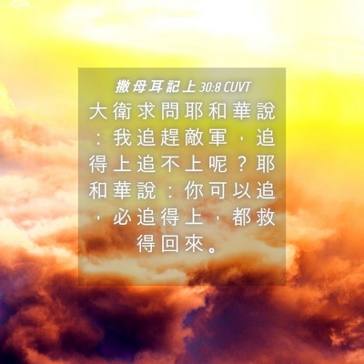 Picture 04 - 撒 母 耳 記 上 30:8 CUVT - 大 衛 求 問 耶 和 華 說 ： 我 追 趕 - Bible Verse Picture