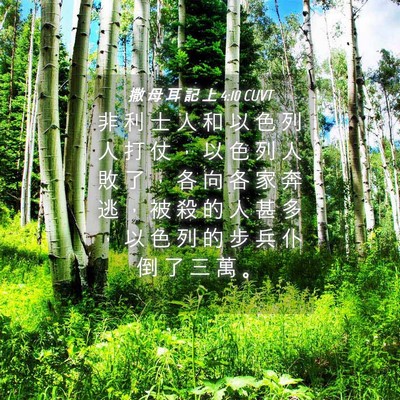 Picture 04 - 撒 母 耳 記 上 4:10 CUVT - 非 利 士 人 和 以 色 列 人 打 仗 ， - Bible Verse Picture