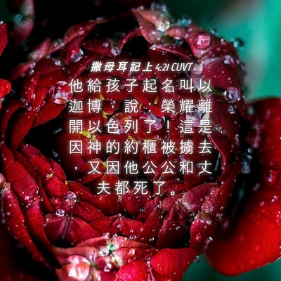 Picture 04 - 撒 母 耳 記 上 4:21 CUVT - 他 給 孩 子 起 名 叫 以 迦 博 ， 說 - Bible Verse Picture