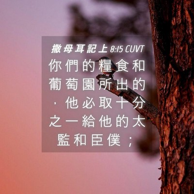 Picture 04 - 撒 母 耳 記 上 8:15 CUVT - 你 們 的 糧 食 和 葡 萄 園 所 出 的 - Bible Verse Picture