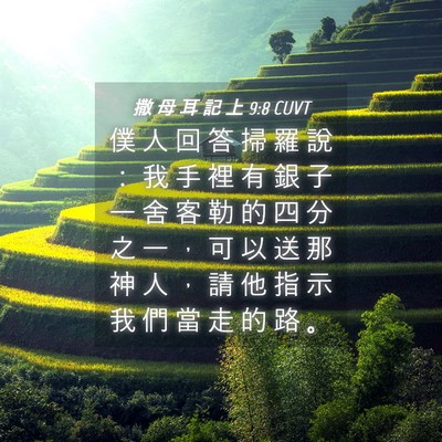 Picture 04 - 撒 母 耳 記 上 9:8 CUVT - 僕 人 回 答 掃 羅 說 ： 我 手 裡 有 - Bible Verse Picture