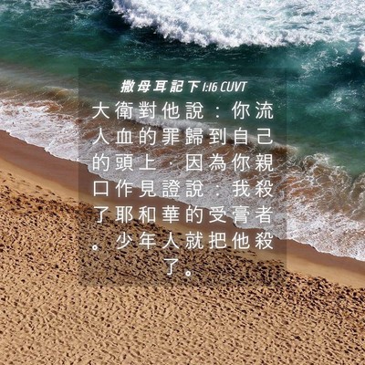 Picture 04 - 撒 母 耳 記 下 1:16 CUVT - 大 衛 對 他 說 ： 你 流 人 血 的 罪 - Bible Verse Picture