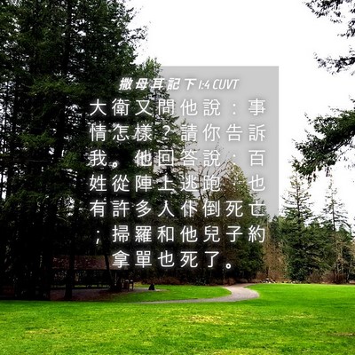 Picture 04 - 撒 母 耳 記 下 1:4 CUVT - 大 衛 又 問 他 說 ： 事 情 怎 樣 ？ - Bible Verse Picture
