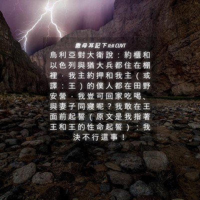 Picture 04 - 撒 母 耳 記 下 11:11 CUVT - 烏 利 亞 對 大 衛 說 ： 約 櫃 和 以 - Bible Verse Picture