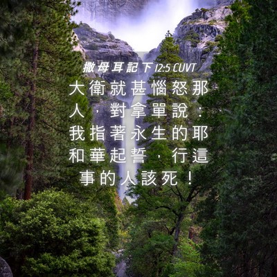 Picture 04 - 撒 母 耳 記 下 12:5 CUVT - 大 衛 就 甚 惱 怒 那 人 ， 對 拿 單 - Bible Verse Picture