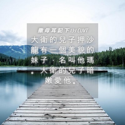Picture 04 - 撒 母 耳 記 下 13:1 CUVT - 大 衛 的 兒 子 押 沙 龍 有 一 個 美 - Bible Verse Picture