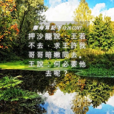 Picture 04 - 撒 母 耳 記 下 13:26 CUVT - 押 沙 龍 說 ： 王 若 不 去 ， 求 王 - Bible Verse Picture