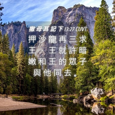 Picture 04 - 撒 母 耳 記 下 13:27 CUVT - 押 沙 龍 再 三 求 王 ， 王 就 許 暗 - Bible Verse Picture