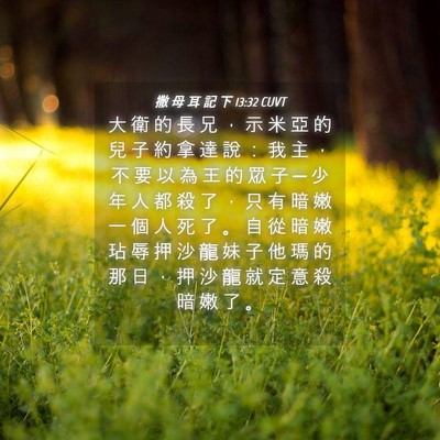 Picture 04 - 撒 母 耳 記 下 13:32 CUVT - 大 衛 的 長 兄 ， 示 米 亞 的 兒 子 - Bible Verse Picture