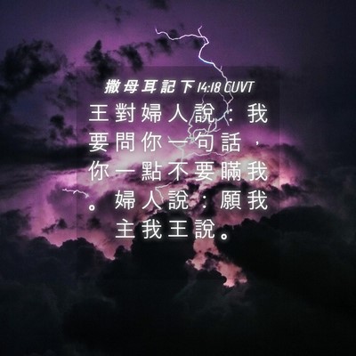 Picture 04 - 撒 母 耳 記 下 14:18 CUVT - 王 對 婦 人 說 ： 我 要 問 你 一 句 - Bible Verse Picture