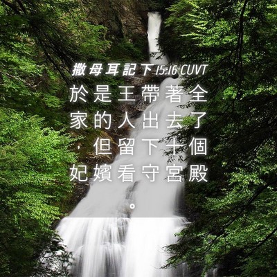 Picture 04 - 撒 母 耳 記 下 15:16 CUVT - 於 是 王 帶 著 全 家 的 人 出 去 了 - Bible Verse Picture