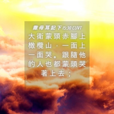 Picture 04 - 撒 母 耳 記 下 15:30 CUVT - 大 衛 蒙 頭 赤 腳 上 橄 欖 山 ， 一 - Bible Verse Picture