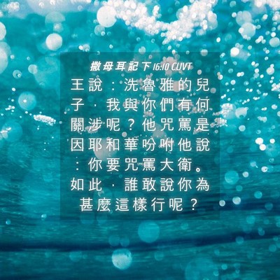 Picture 04 - 撒 母 耳 記 下 16:10 CUVT - 王 說 ： 洗 魯 雅 的 兒 子 ， 我 與 - Bible Verse Picture