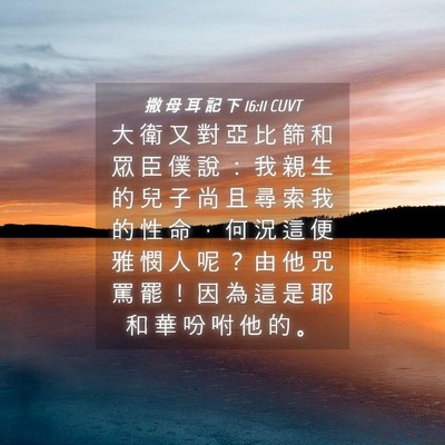 Picture 04 - 撒 母 耳 記 下 16:11 CUVT - 大 衛 又 對 亞 比 篩 和 眾 臣 僕 說 - Bible Verse Picture