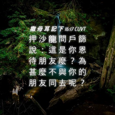 Picture 04 - 撒 母 耳 記 下 16:17 CUVT - 押 沙 龍 問 戶 篩 說 ： 這 是 你 恩 - Bible Verse Picture