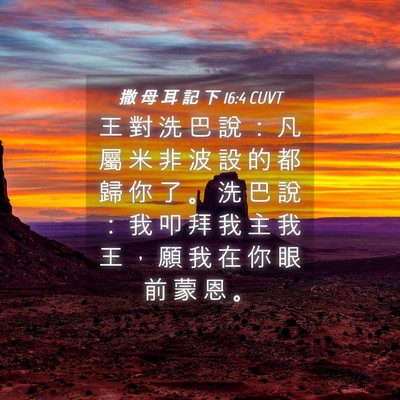 Picture 04 - 撒 母 耳 記 下 16:4 CUVT - 王 對 洗 巴 說 ： 凡 屬 米 非 波 設 - Bible Verse Picture