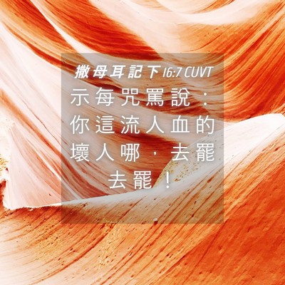 Picture 04 - 撒 母 耳 記 下 16:7 CUVT - 示 每 咒 罵 說 ： 你 這 流 人 血 的 - Bible Verse Picture