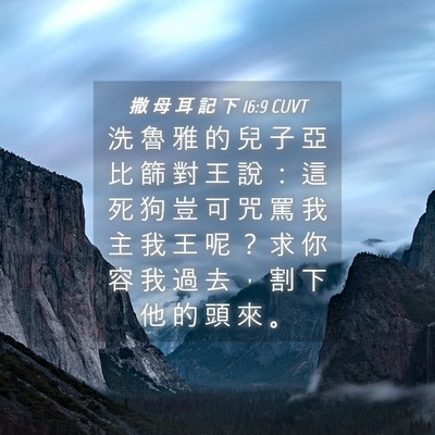Picture 04 - 撒 母 耳 記 下 16:9 CUVT - 洗 魯 雅 的 兒 子 亞 比 篩 對 王 說 - Bible Verse Picture