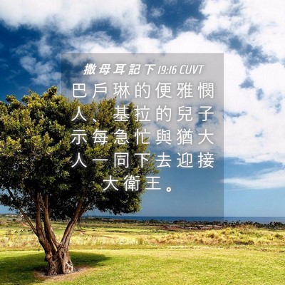 Picture 04 - 撒 母 耳 記 下 19:16 CUVT - 巴 戶 琳 的 便 雅 憫 人 、 基 拉 的 - Bible Verse Picture