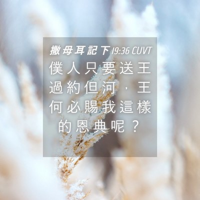 Picture 04 - 撒 母 耳 記 下 19:36 CUVT - 僕 人 只 要 送 王 過 約 但 河 ， 王 - Bible Verse Picture
