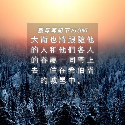 Picture 04 - 撒 母 耳 記 下 2:3 CUVT - 大 衛 也 將 跟 隨 他 的 人 和 他 們 - Bible Verse Picture