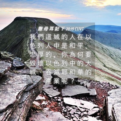 Picture 04 - 撒 母 耳 記 下 20:19 CUVT - 我 們 這 城 的 人 在 以 色 列 人 中 - Bible Verse Picture