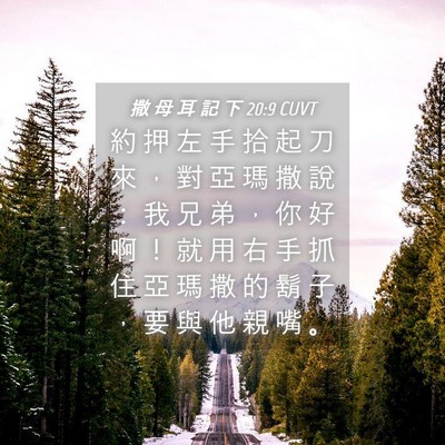 Picture 04 - 撒 母 耳 記 下 20:9 CUVT - 約 押 左 手 拾 起 刀 來 ， 對 亞 瑪 - Bible Verse Picture
