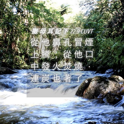 Picture 04 - 撒 母 耳 記 下 22:9 CUVT - 從 他 鼻 孔 冒 煙 上 騰 ； 從 他 口 - Bible Verse Picture