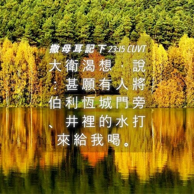Picture 04 - 撒 母 耳 記 下 23:15 CUVT - 大 衛 渴 想 ， 說 ： 甚 願 有 人 將 - Bible Verse Picture