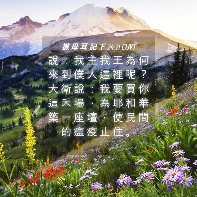 Picture 04 - 撒 母 耳 記 下 24:21 CUVT - 說 ： 我 主 我 王 為 何 來 到 僕 人 - Bible Verse Picture