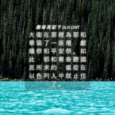 Picture 04 - 撒 母 耳 記 下 24:25 CUVT - 大 衛 在 那 裡 為 耶 和 華 築 了 一 - Bible Verse Picture