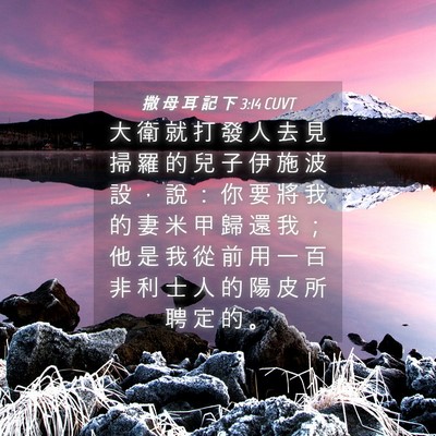 Picture 04 - 撒 母 耳 記 下 3:14 CUVT - 大 衛 就 打 發 人 去 見 掃 羅 的 兒 - Bible Verse Picture