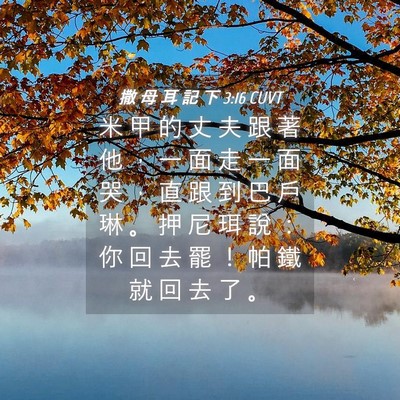 Picture 04 - 撒 母 耳 記 下 3:16 CUVT - 米 甲 的 丈 夫 跟 著 他 ， 一 面 走 - Bible Verse Picture
