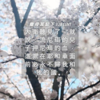 Picture 04 - 撒 母 耳 記 下 3:28 CUVT - 大 衛 聽 見 了 ， 就 說 ： 流 尼 珥 - Bible Verse Picture