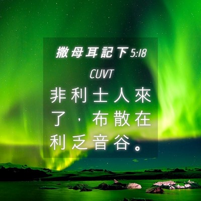 Picture 04 - 撒 母 耳 記 下 5:18 CUVT - 非 利 士 人 來 了 ， 布 散 在 利 乏 - Bible Verse Picture