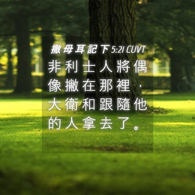 Picture 04 - 撒 母 耳 記 下 5:21 CUVT - 非 利 士 人 將 偶 像 撇 在 那 裡 ， - Bible Verse Picture